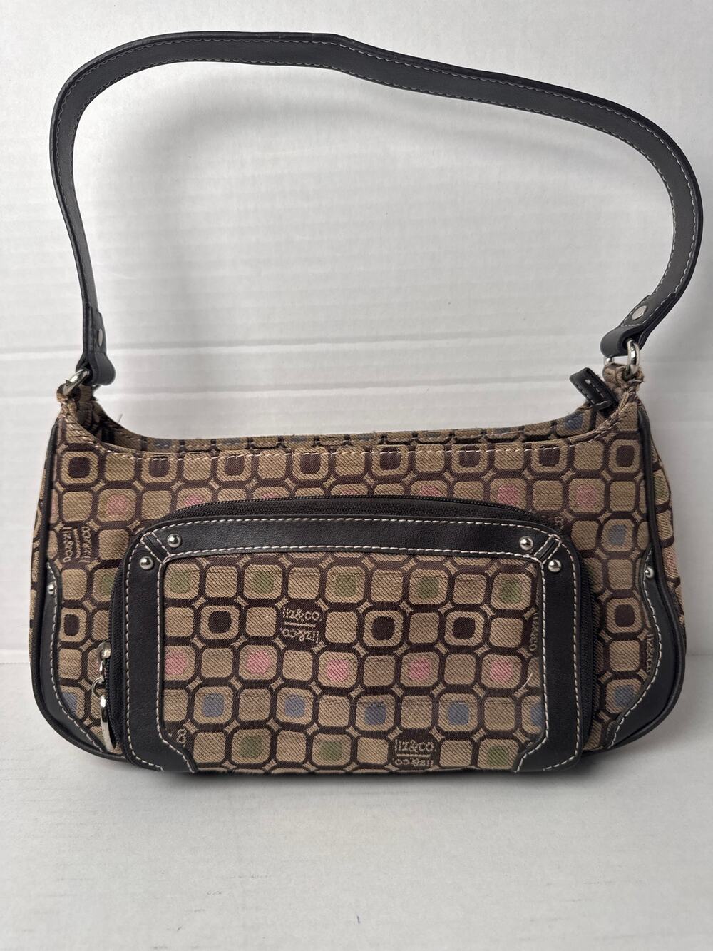 Y2K Liz & Co Brown/Tan Print Medium Shoulder Bag